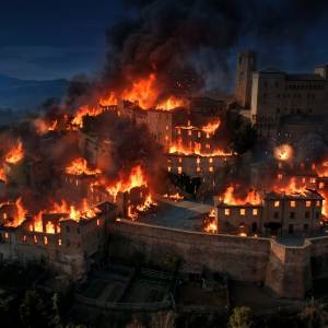 Longiano in fiamme - Fondazione Tito Balestra ETS immagine dell'evento: IL FUOCO NON DORME-LA NOTA SCURA-LONGIANO